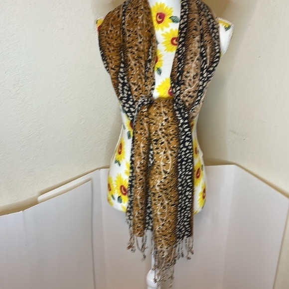 Bomdua Animal Print Rayon Scarf Unisex Fringe - Picture 3 of 8